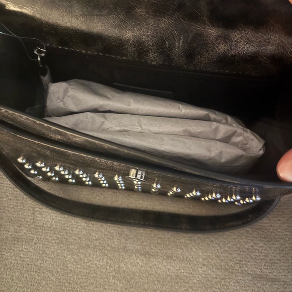 NEW AUTHENTIC Michael Kors Greenwich Black Studded Flap Crossbody Bag. - Picture 9 of 9